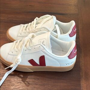 Dupe Veja White and Burgundy Sneakers